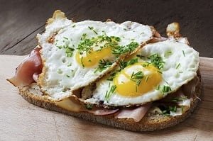 Eggs on a sandwich